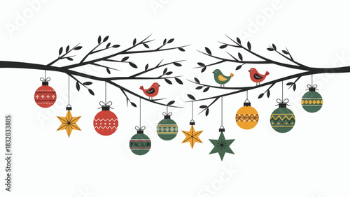 Minimalist New Year themed illustration celebrating the arrival of the upcoming year with festive elements