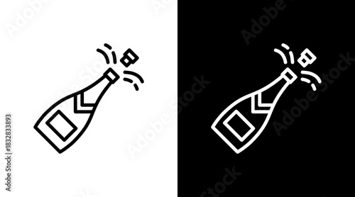 Champagne Bottle  White Icon Set Design