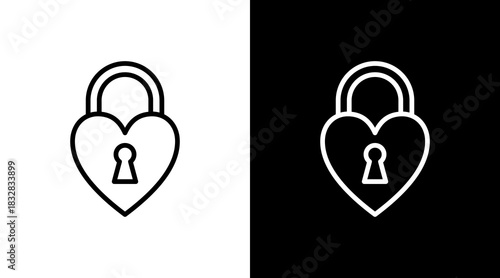 Heart Lock  White Icon Set Design