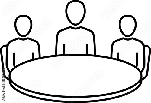 Meeting at round table icon