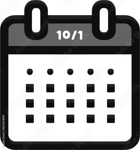 Calendar Icon with Date 10/1 and Grid Layout october first