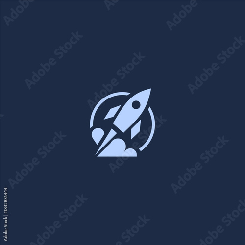 Cloud and rocket logo with bold dark shape and minimal modern style.
