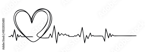 Heartbeat EKG line merging into a heart shape, a powerful symbol of life, health, and love, ideal for medical themes and personal well being visuals.
