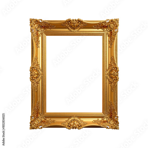 Ornate Gold Picture Frame Ready for Artwork Display in a Modern Art Setting