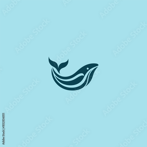 Simple whale logo with clean dark silhouette and smooth minimal form.