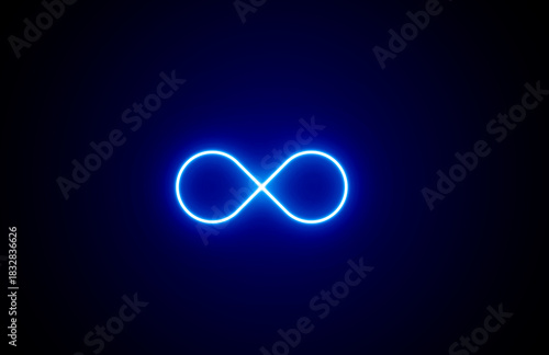 Neon glowing Infinity icon sign symbol on black background. Neon Infinity, eternity,colorful infinite, endless, loop symbols. Unlimited infinity collection icons flat style.