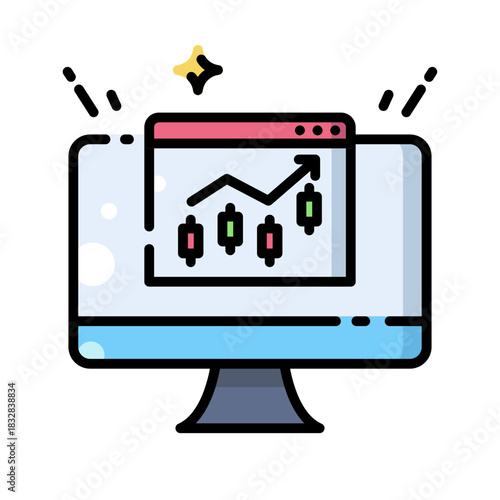 Stock Market Trading and Candlestick Chart Icon