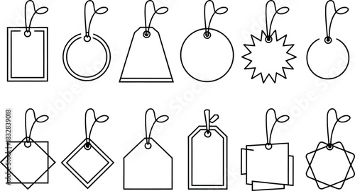 Blank Hanging Tags Outline Vector Set
