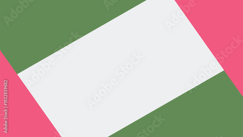 Green abstract vector background illustration with blank paper ribbon frame template for business website banner design