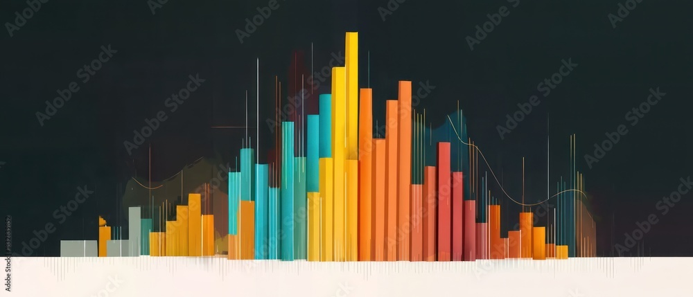 Obraz premium Colorful 3 d bar chart on dark background