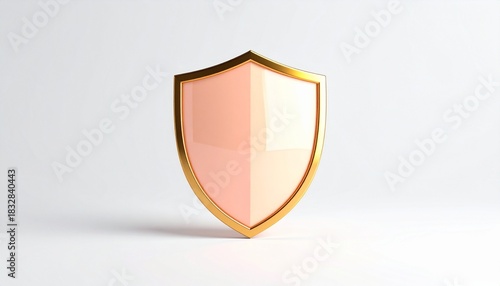 Free Download A glossy metallic shield with a gold border and soft pink center, set against a light gray gradient. - GFXLoad