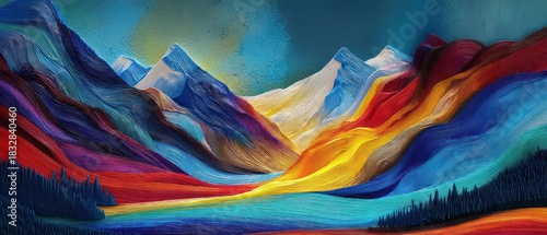 Abstract colorful mountain landscape illustration