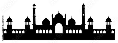 Mosque Silhouette Vector. Islamic Architecture and Cultural Landmark Design