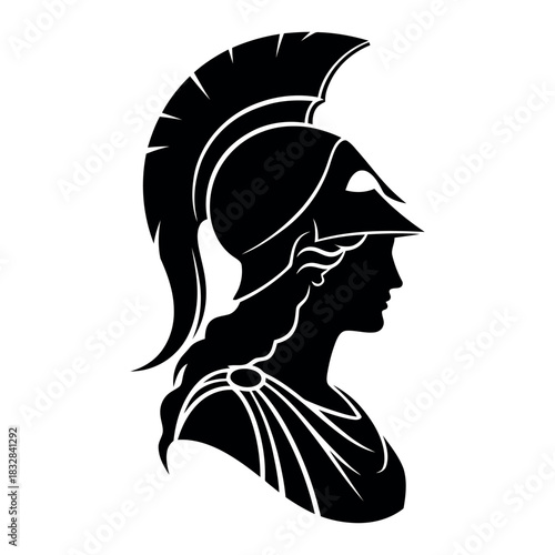Minimalist flat vector logo of greek goddess athena profile isolated on white background