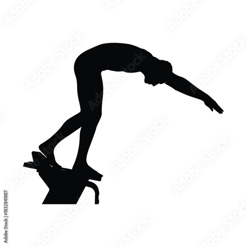 Gymnast performing a dynamic backbend on a vaulting horse silhouette