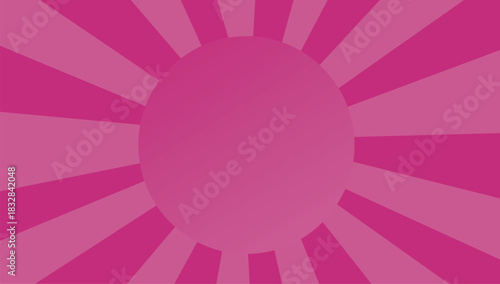 Abstract pink background with circles, a pink Easter egg illustration, and a vintage sunburst design pattern for card decoration