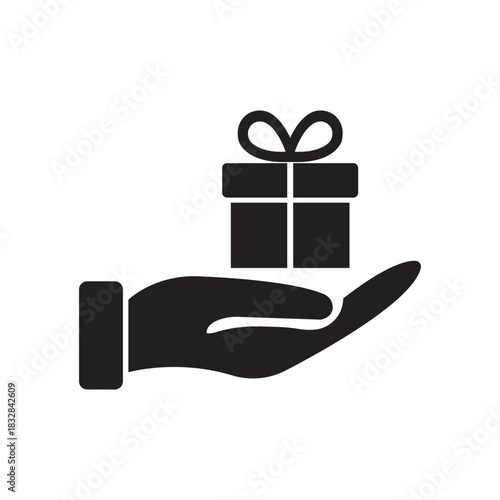 hand holding gift box vector