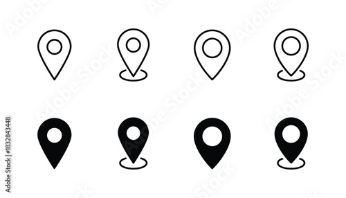 Map pin icon set. Location marker icon. Pin location icon vector illustration. GPS navigator pointer.