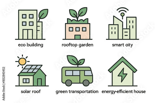Sustainable urban solutions: eco buildings, rooftop gardens, and energy-efficient homes