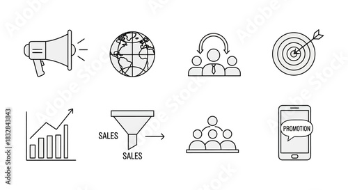 Marketing and Sales Icons A Collection for Digital Promotion and Business Growth