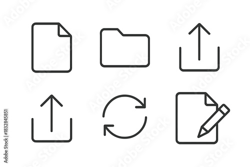 Outline icons of file sharing folder synchronization and editing
