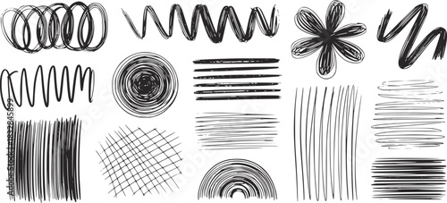 Black and white abstract hand drawn sketch elements