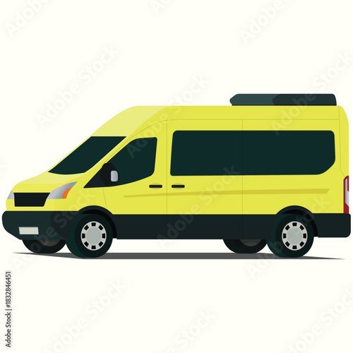Passenger van shuttle service angled front side view