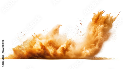 Dust storm explosion with sand on transparent background