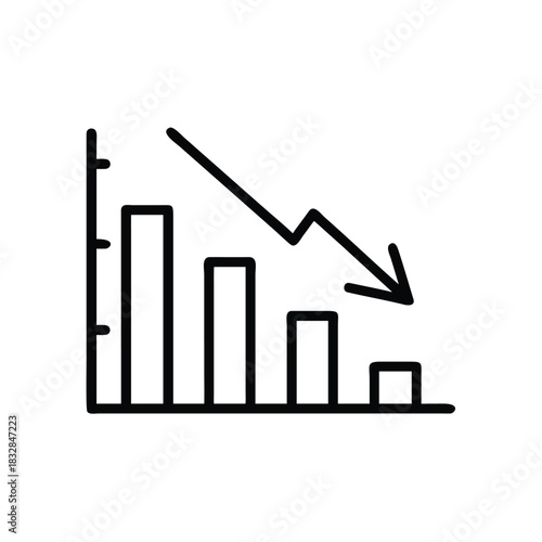 decline, decrease, fall, drop, negative, loss, downturn, chart, trend, analytics, metric, business,