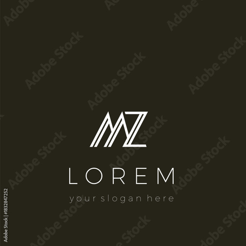 Creative, simple, minimalist letter logo with initials MZ