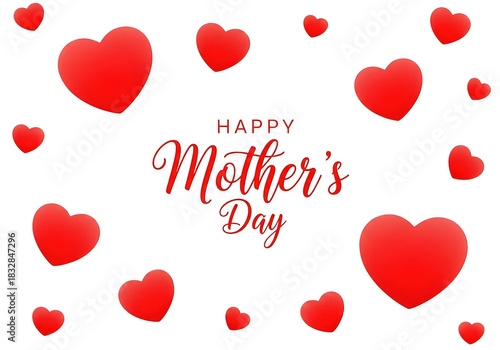 Wallpaper Mural Happy mothers day greeting card with red hearts and text Torontodigital.ca