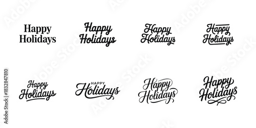 Elegant happy holidays lettering collection for seasonal greeting designs