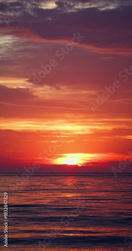 Scenic caribbean sunrise over the sea horizon, tropical ocean sunset landscape video