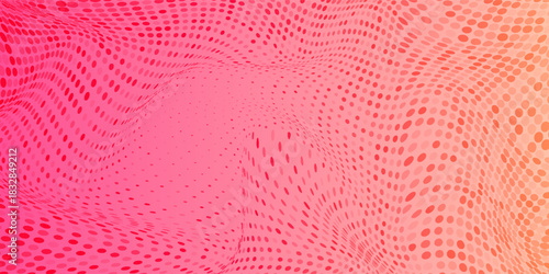 Pink orange polka dots gradient halftone background. Pop art cartoon dot texture with comic graphic design, Horizontal abstract pattern wall for cover digital technology. Vector modern