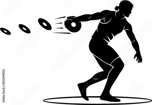 Discus thrower silhouette, Discus silhouettes, Discus thrower player silhouette, Discus thrower, Discus, Discus thrower player, Discus thrower