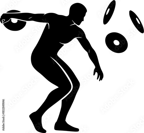 Discus thrower silhouette, Discus silhouettes, Discus thrower player silhouette, Discus thrower, Discus, Discus thrower player, Discus thrower