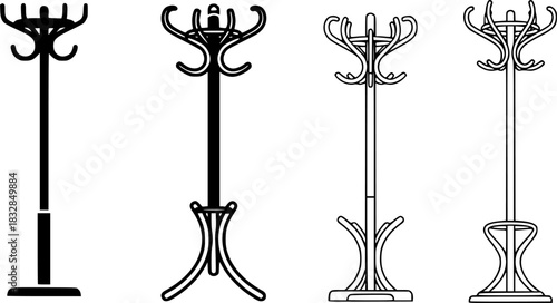 Coat stand, Coat stand silhouette, Coat stand vectors, Cloths stand logo, Cloths stand, Cloths stand set