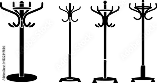 Coat stand, Coat stand silhouette, Coat stand vectors, Cloths stand logo, Cloths stand, Cloths stand set