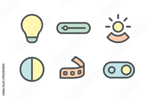 Minimalist colorful icon set for smart home devices and controls
