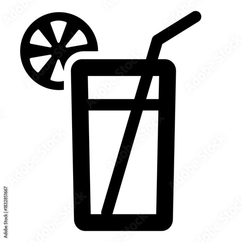 Lemonade Drink Icon – A refreshing beverage cup with a straw and lemon slice, symbolizing lemonade, citrus drinks, fresh juice, summer beverages, and cool refreshments.

