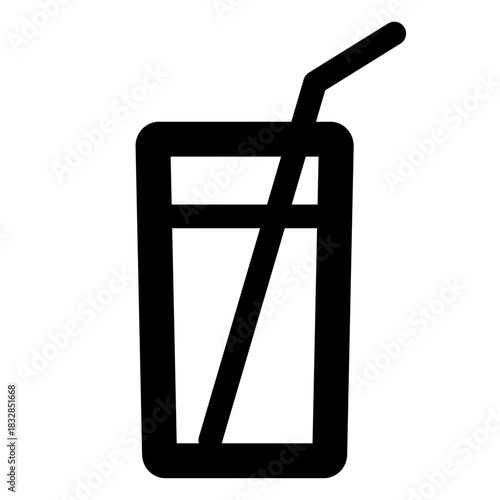 Cold Drink Cup Icon – A minimalist beverage cup with a straw representing juice, soda, iced drinks, smoothies, refreshments, and takeaway beverages.
