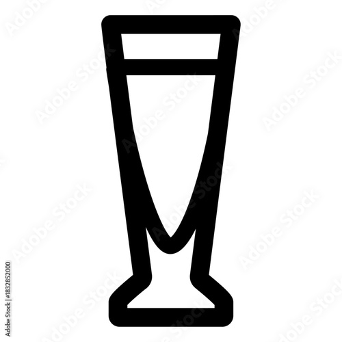 A minimal tall beer glass icon with a slim, elongated shape and a narrow base, outlined in a bold, clean style to represent beer, beverages, or bar-related items.
