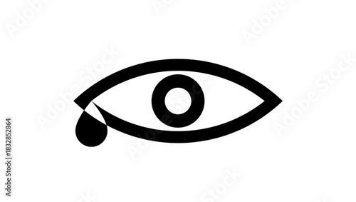 crying eye symbol, black isolated silhouette