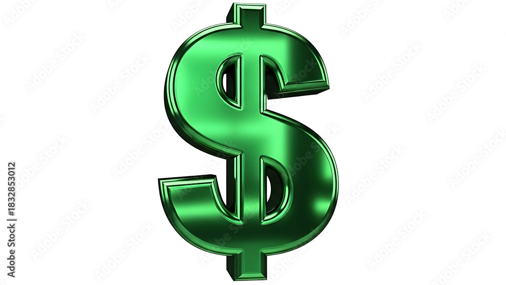 Obraz premium Shiny green dollar sign against black background