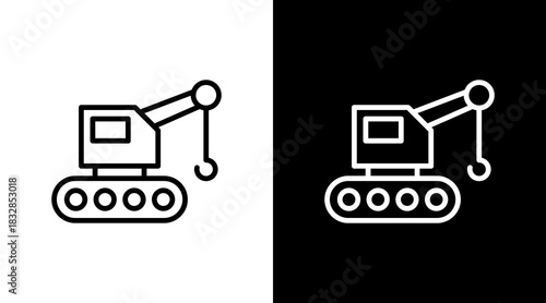 Industrial Crane  White Icon Set Design