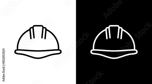 Factory Worker Helmet  White Icon Set Design
