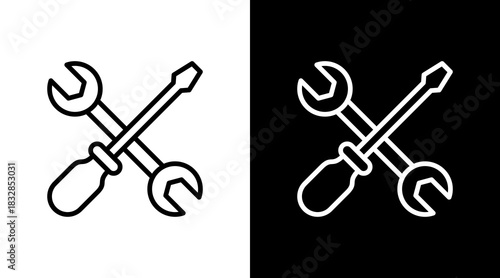Maintenance Tools  White Icon Set Design