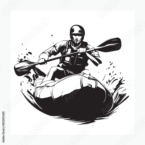 vector illustration rafting athlete