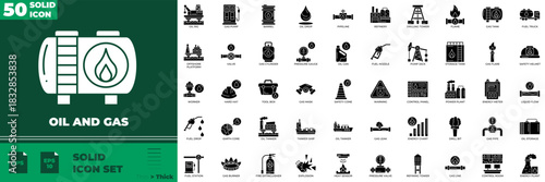 Oil And Gas Solid  Editable Icons set