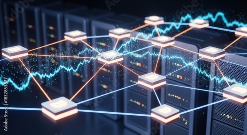 Distributed ledger technology on server racks: a network visualization